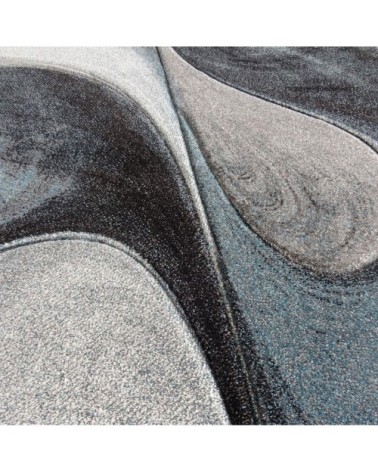 Tapis salon bleu 100x100 carré