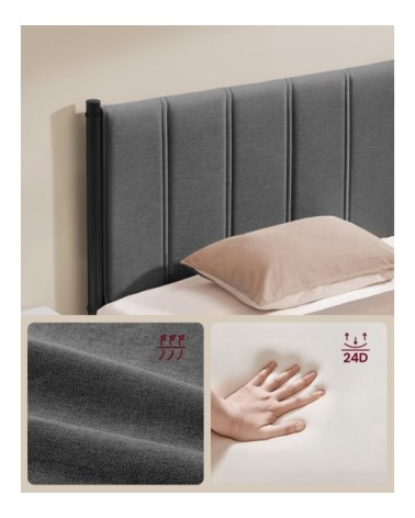 Cadre de lit 140 x 190 cm sommier relevable avec rangement gris foncé
