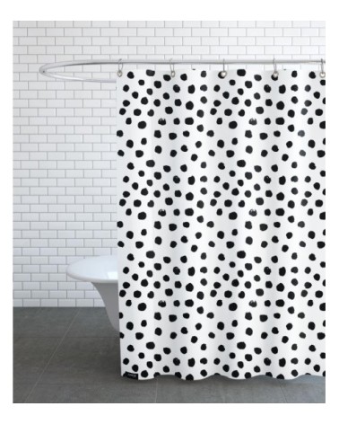 Rideau de douche en polyester en blanc & jaune 150x200