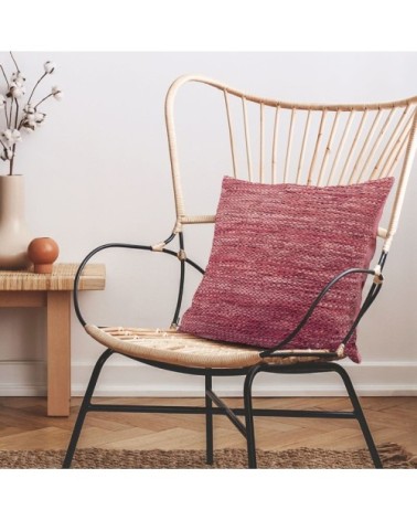 Coussin en cuir tressé burgundy 45x45