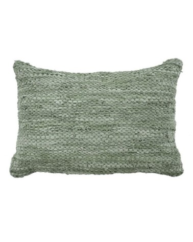 Coussin en cuir tressé vert clair 60x40