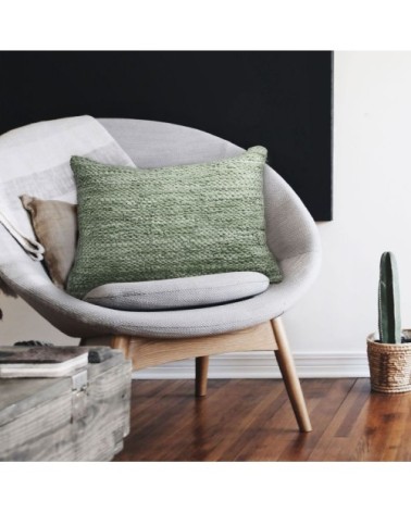 Coussin en cuir tressé vert clair 60x40