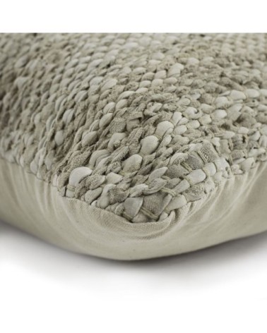 Coussin en cuir tressé beige naturel 60x40