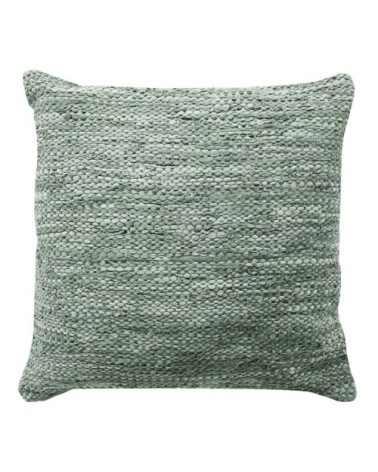 Coussin en cuir tressé vert clair 70x70