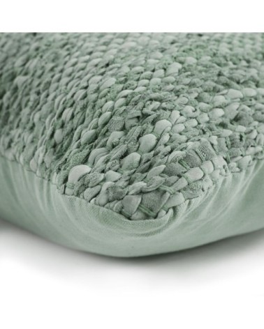 Coussin en cuir tressé vert clair 70x70