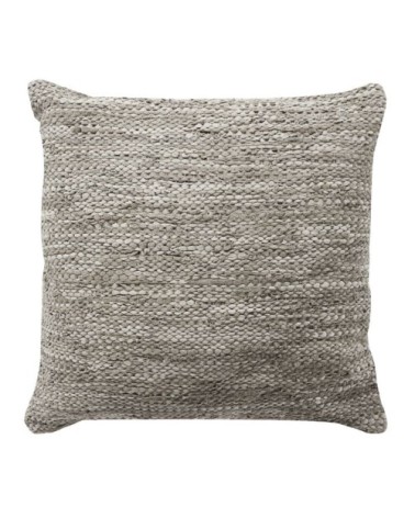 Coussin en cuir tressé taupe 45x45