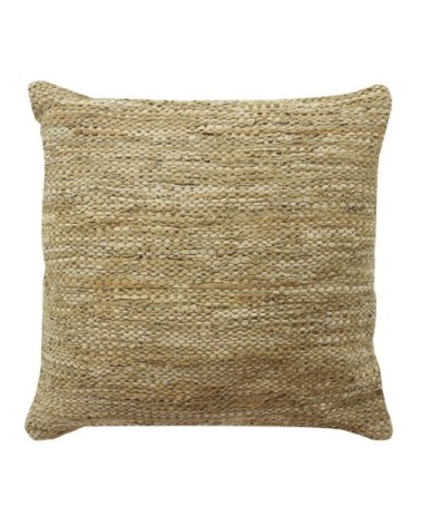 Coussin en cuir tressé ocre 45x45