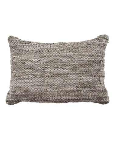 Coussin en cuir tressé taupe 60x40