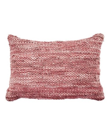 Coussin en cuir tressé rose poudré 60x40