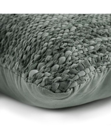 Coussin en cuir tressé gris 45x45