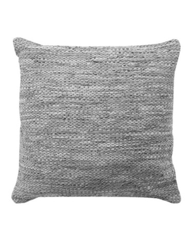 Coussin en cuir tressé gris clair 45x45