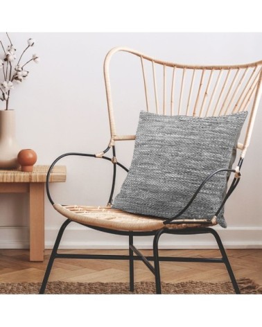Coussin en cuir tressé gris clair 45x45