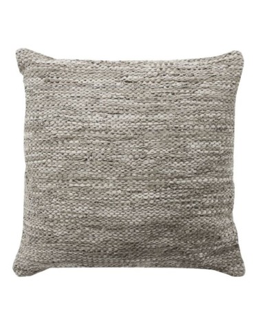 Coussin en cuir tressé taupe 70x70