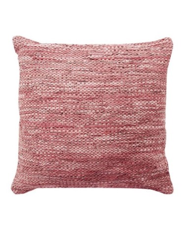 Coussin en cuir tressé rose poudré 45x45