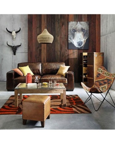 Tapis motif patchwork ethnique marron et orange 160x230