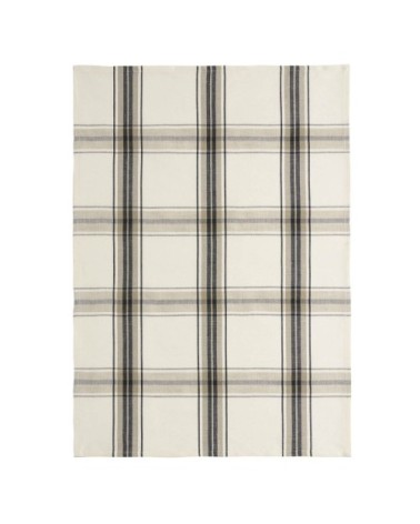 Torchon en lin et coton noir 50x75