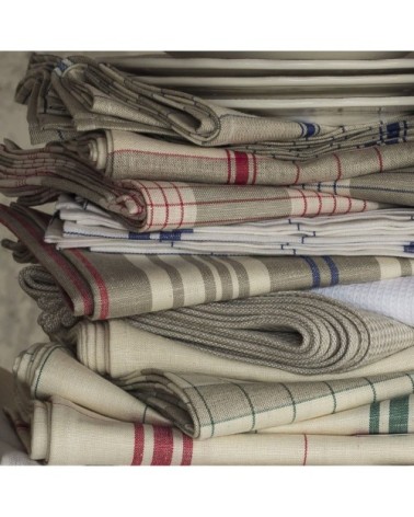 Torchon en lin et coton noir 50x75