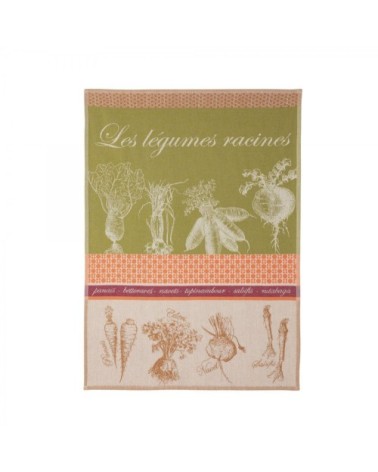 Torchon en jacquard de coton vert 50x75