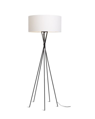 Lampadaire avec pieds noirs et abat-jour blanc H175cm