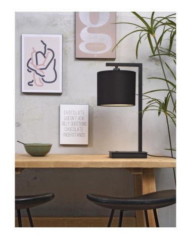 Lampe de table noire et abat-jour H44cm