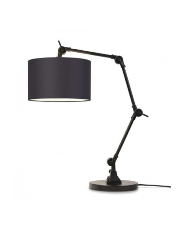 Lampe de table noire flexible et abat-jour gris foncé H100cm