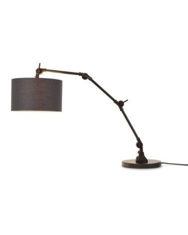 Lampe de table noire flexible et abat-jour gris foncé H100cm