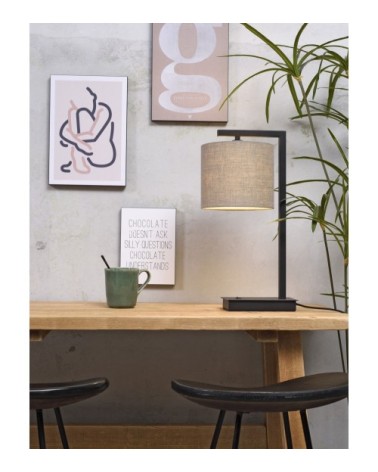 Lampe de table noire et abat-jour H44cm