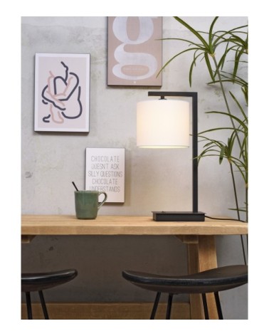 Lampe de table noire et abat-jour H44cm