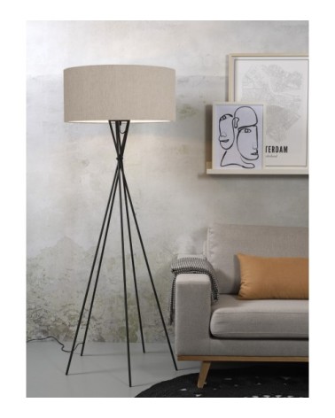 Lampadaire avec pieds noirs et abat-jour H175cm