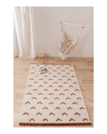 Tapis shaggy salon en laine artificielle terracotta 120X160
