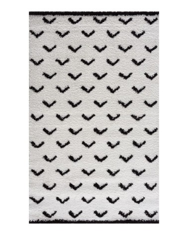 Tapis shaggy salon en laine artificielle crème latte 120X160