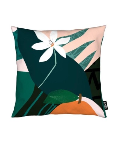 Coussin en microfibre en rose & vert 50x50