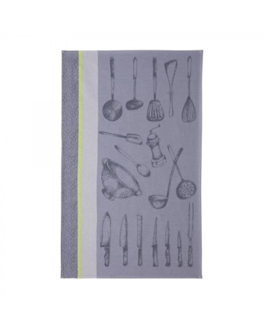Torchon en jacquard de coton gris 50x75