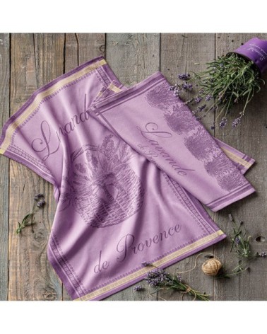 Torchon en jacquard de coton violet 50x75