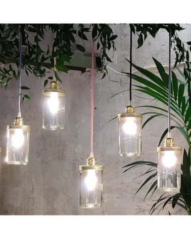 Lustre bocal 1 tête fil rose