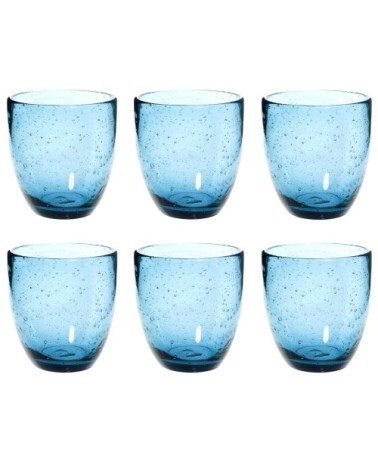 Gobelet en verre bullé bleu