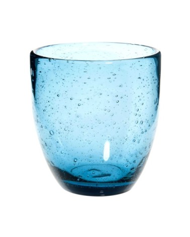 Gobelet en verre bullé bleu