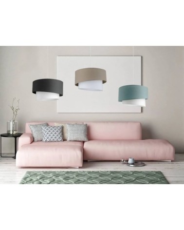 Suspension cylindre textile bleu D38cm