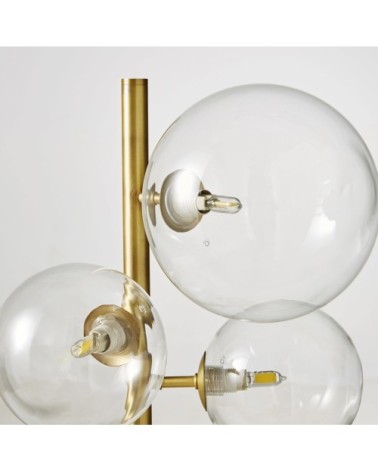 Lampe 6 globes en verre et métal doré