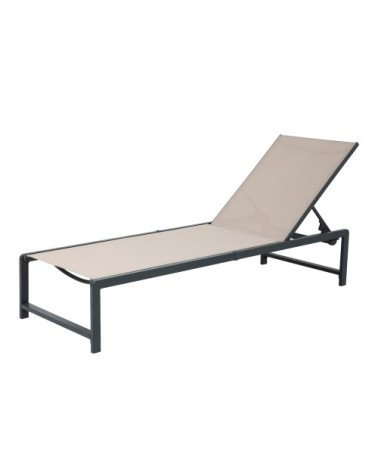 Chaise longue de jardin réglable en métal, grise