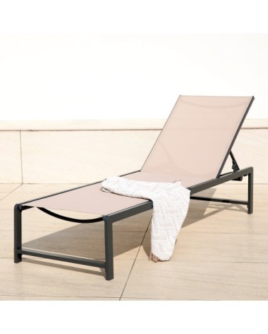 Chaise longue de jardin réglable en métal, grise