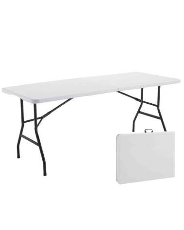 Table pliante 180 cm blanche en pehd - 8 places
