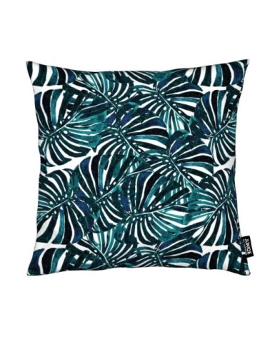 Coussin en microfibre en blanc & vert 40x40