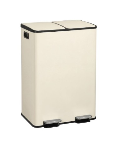 Poubelle de cuisine 2 x 30 litres couvercle à fermeture douce crème