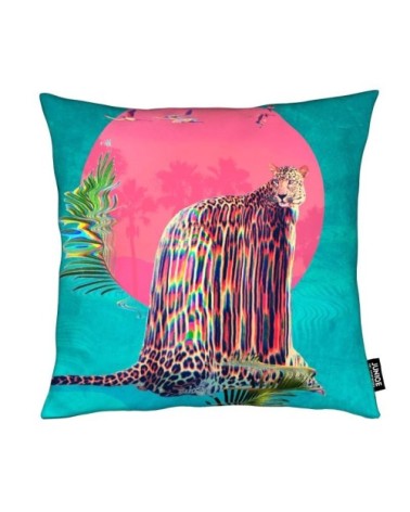 Coussin en microfibre en bleu & rose 40x40