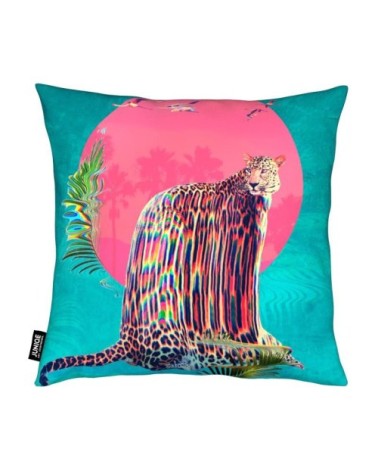 Coussin en microfibre en bleu & rose 40x40