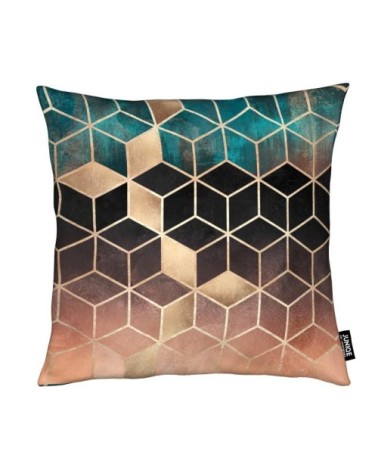 Coussin en microfibre en rose & turquoise 40x40