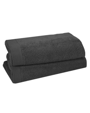 Lot de 2 serviettes de toilette 500 g/m² carbone 50x90 cm