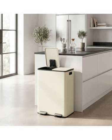 Poubelle de cuisine 2 x 30 litres couvercle à fermeture douce crème
