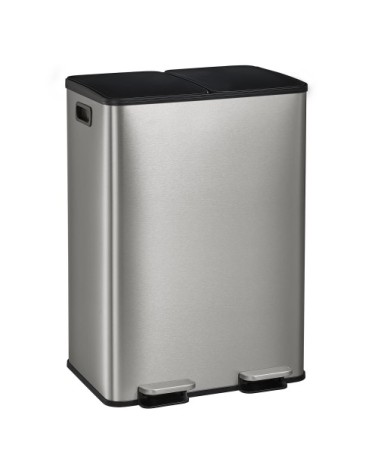 Poubelle de cuisine 2 x 30 litres couvercle à fermeture douce argent